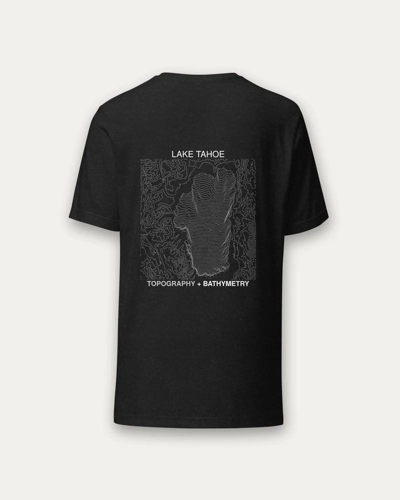 Topography + Bathymetry on black heather tee