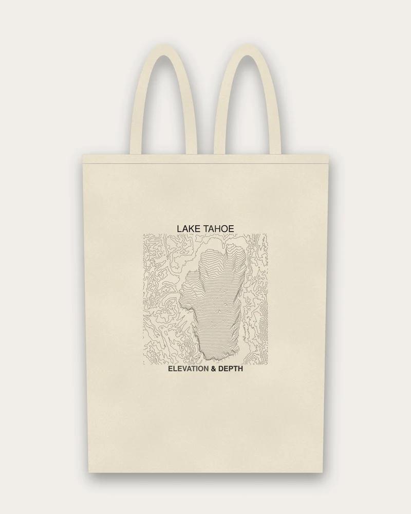 Elevation & Depth on natural canvas tote